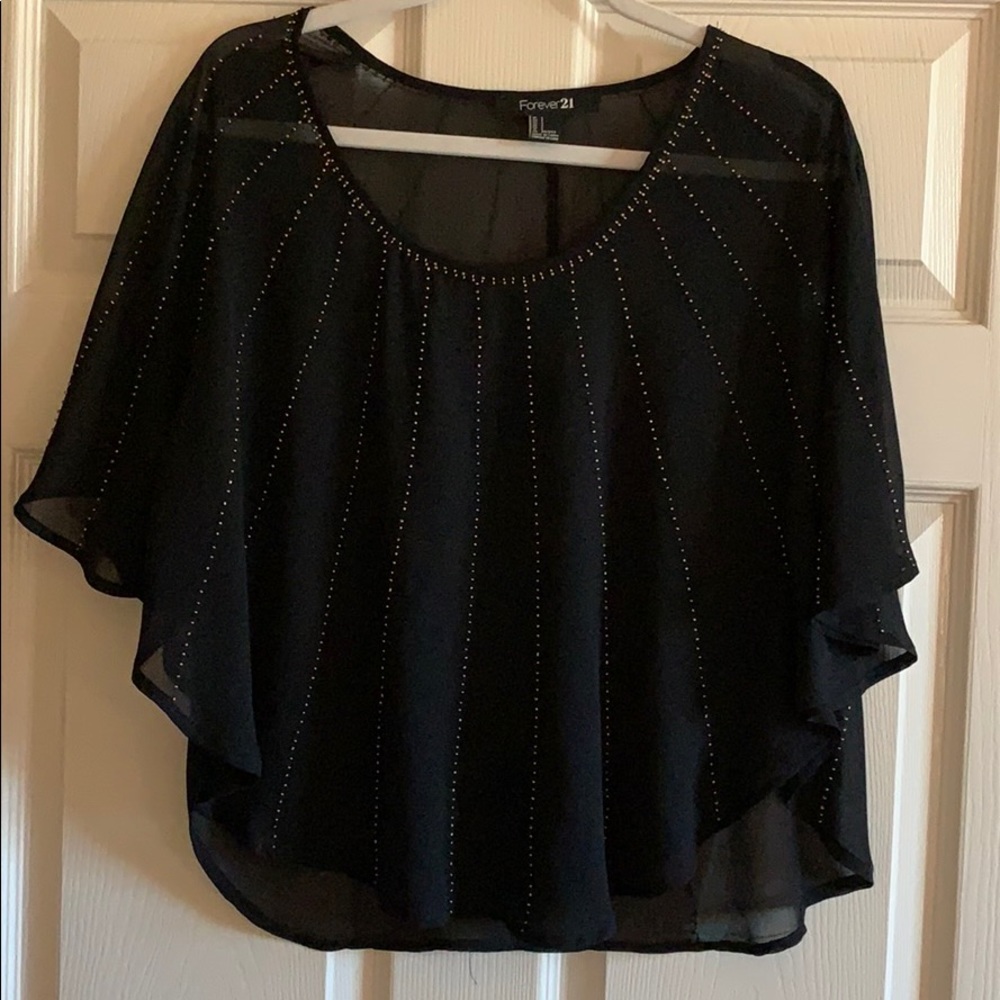 Black top with bronze decorative beads